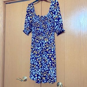 Draper James floral dress, navy with yellow